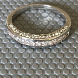 Silver ring with white stones